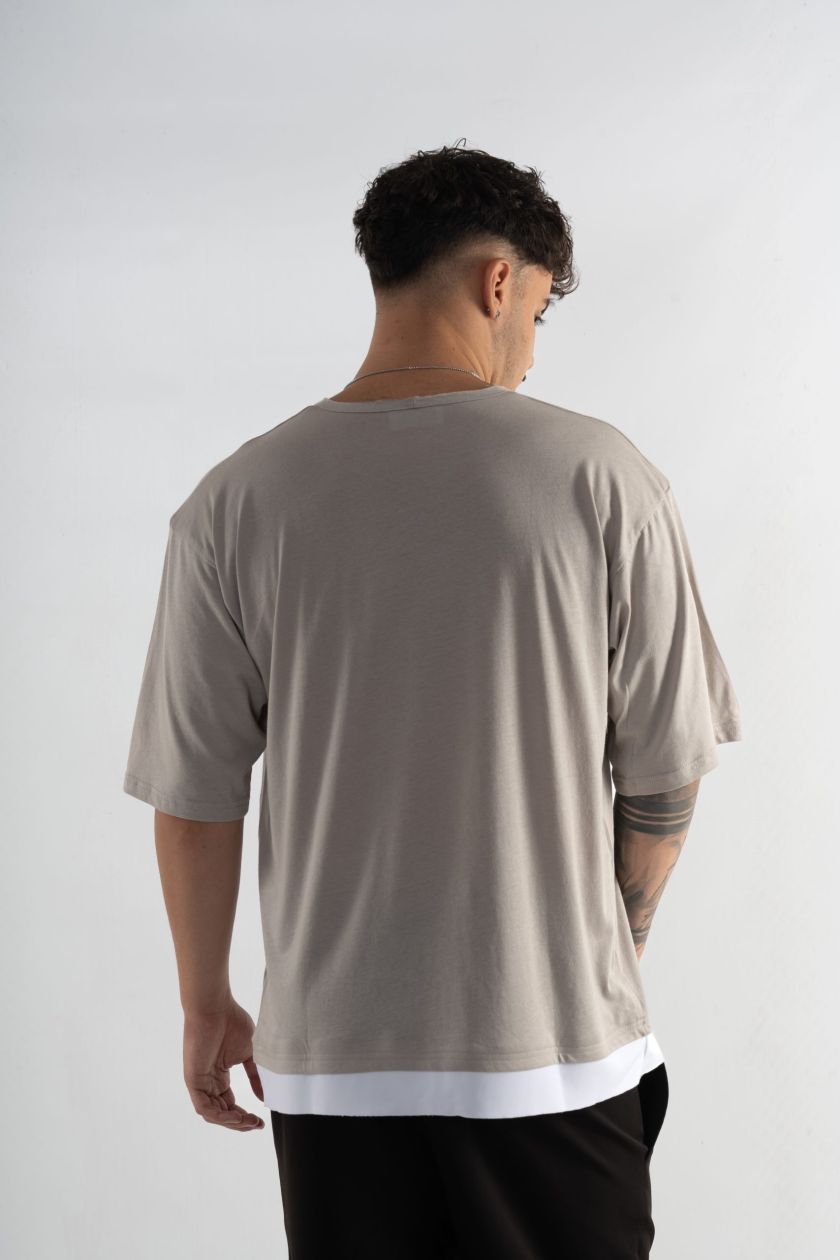 Tricou Gri Prelungire Albă 4