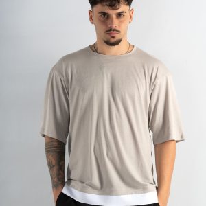 Tricou Gri Prelungire Albă