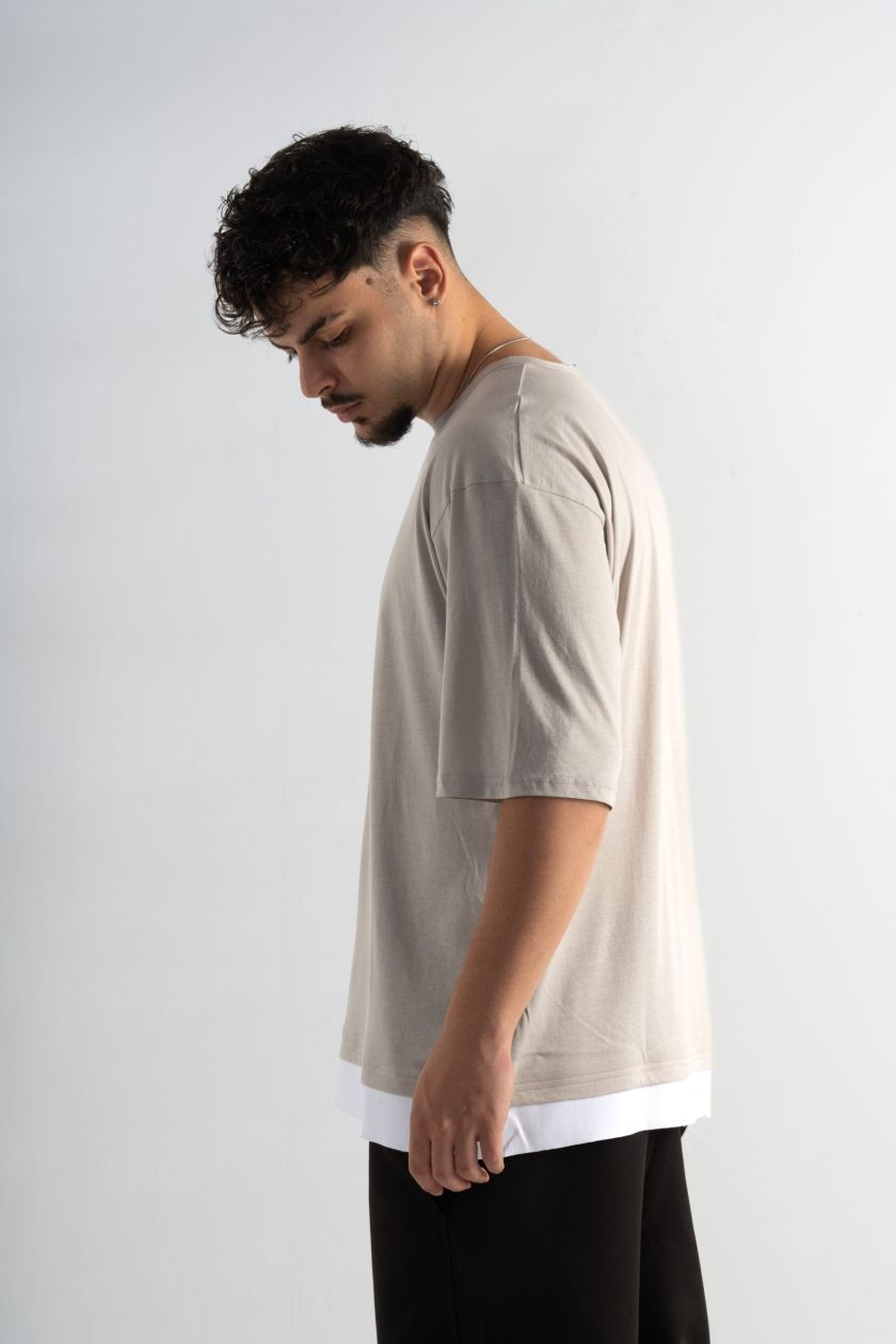 Tricou Gri Prelungire Albă 3
